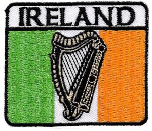 Embroidered Patch EB72 Ireland Tricolour Harp