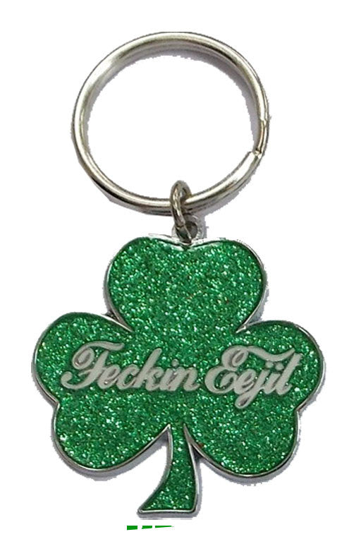 KR11 Shamrock Glitter Feckin Eejit Keyring