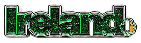 Metal Magnet MM032 Ireland Text Glitter